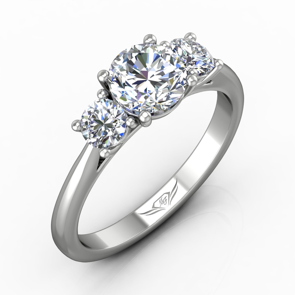 Carat Weight - Martin Flyer Tri-Stone Engagement Ring