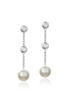 Mother's Day jewelry - Diamond Pearl Drop Earrings