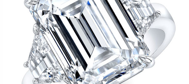 Emerald Cut Diamond Engagement Ring set in 18k White Gold by Rahaminov