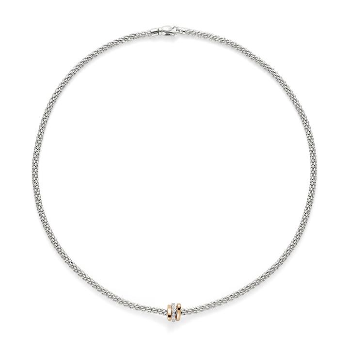 FOPE Prima 17" 18k White Gold Necklace with Diamond Rondel