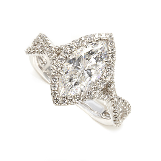 Schwanke-Kasten Jewelers' in-house Marquise Cut Diamond Engagement Ring