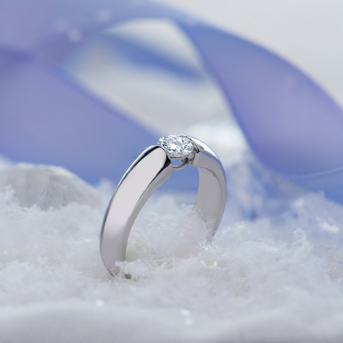 Claire Ring Design by Naledi - 18k White Gold, Bezel Setting with Round Brilliant Cut Diamond